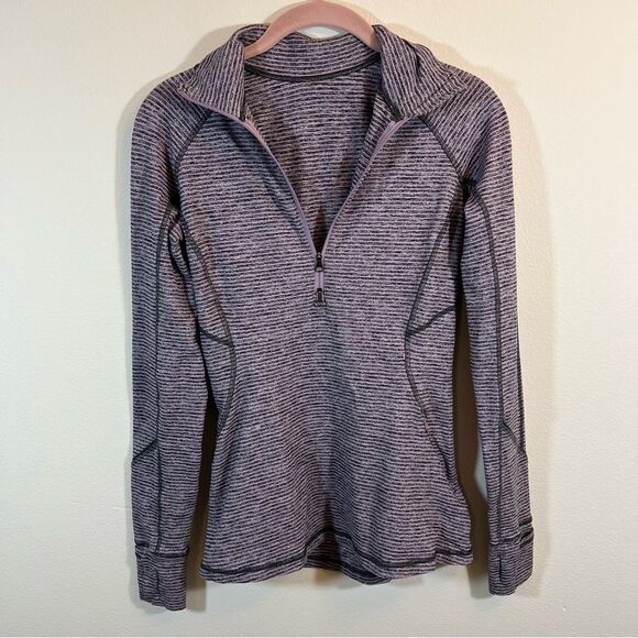 Lululemon Race Your Pace 1/2 Zip Gray Purple Striped 4 - Picture 3 of 14
